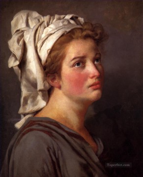  turbante Pintura - Retrato de una mujer joven con turbante Neoclasicismo Jacques Louis David